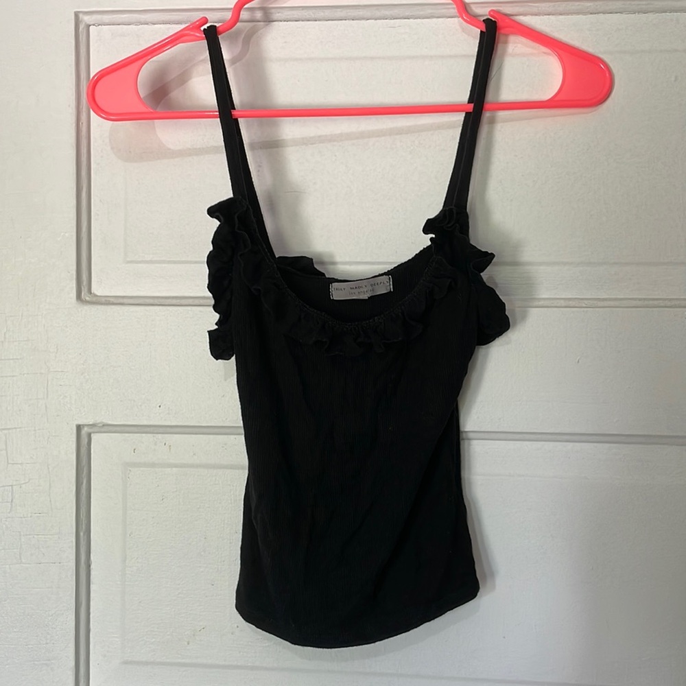 black tank with ruffle (urban outfitters)